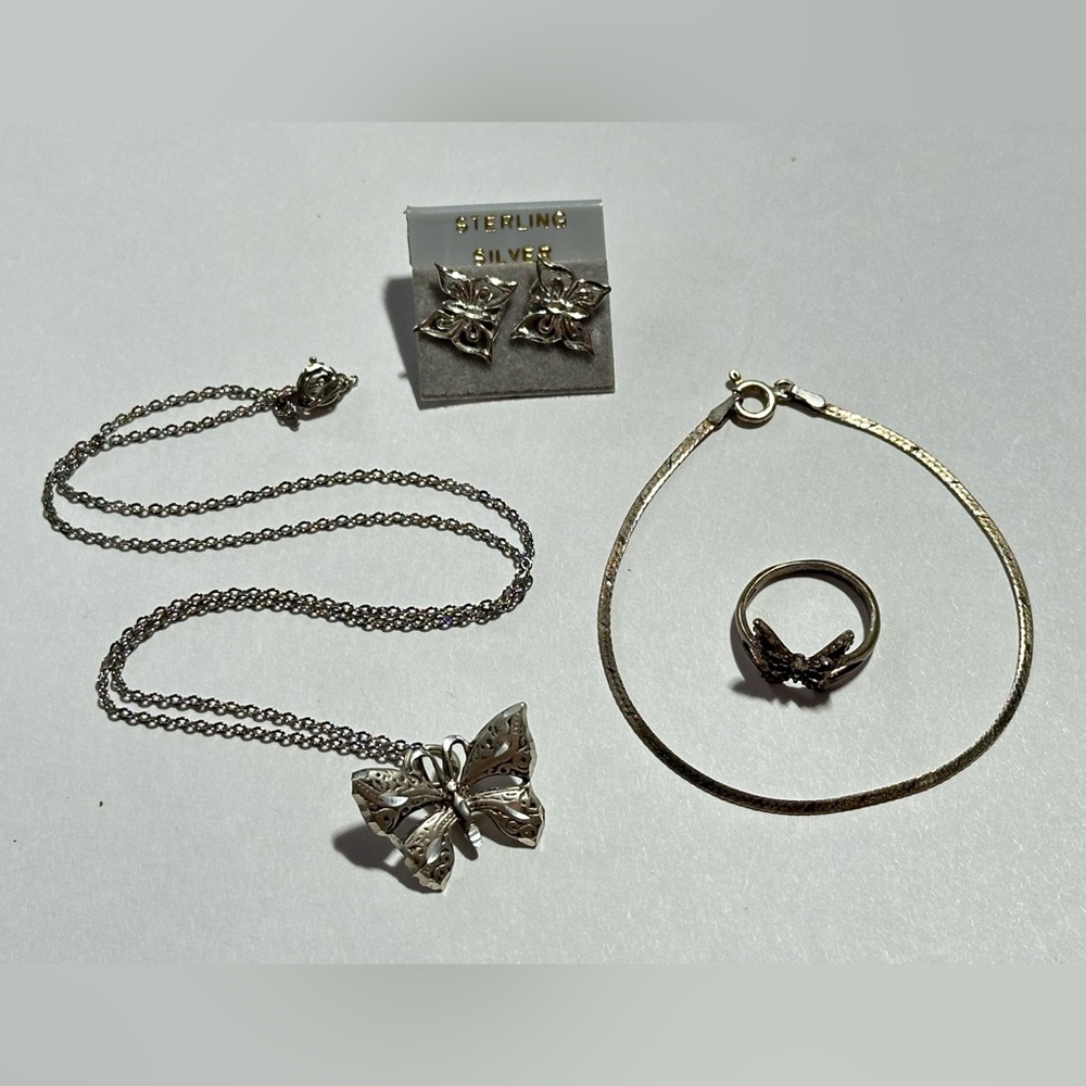 Vintage Sterling Silver Butterfly Jewelry Set Cottagecore Fairycore Deadstock